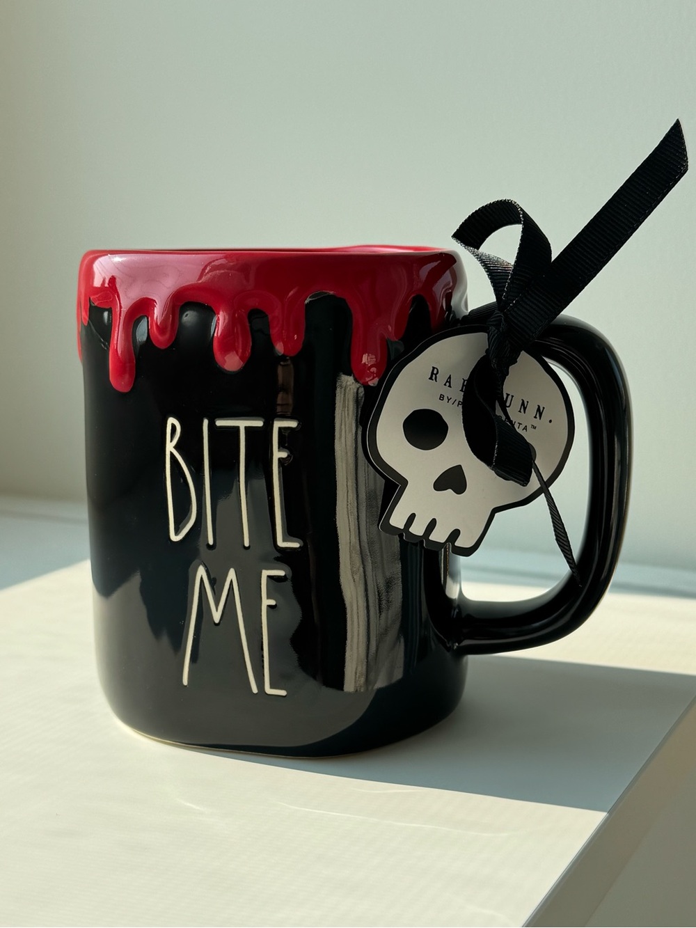 NWT Rae Dunn Bite Me Black & Red Halloween Mug